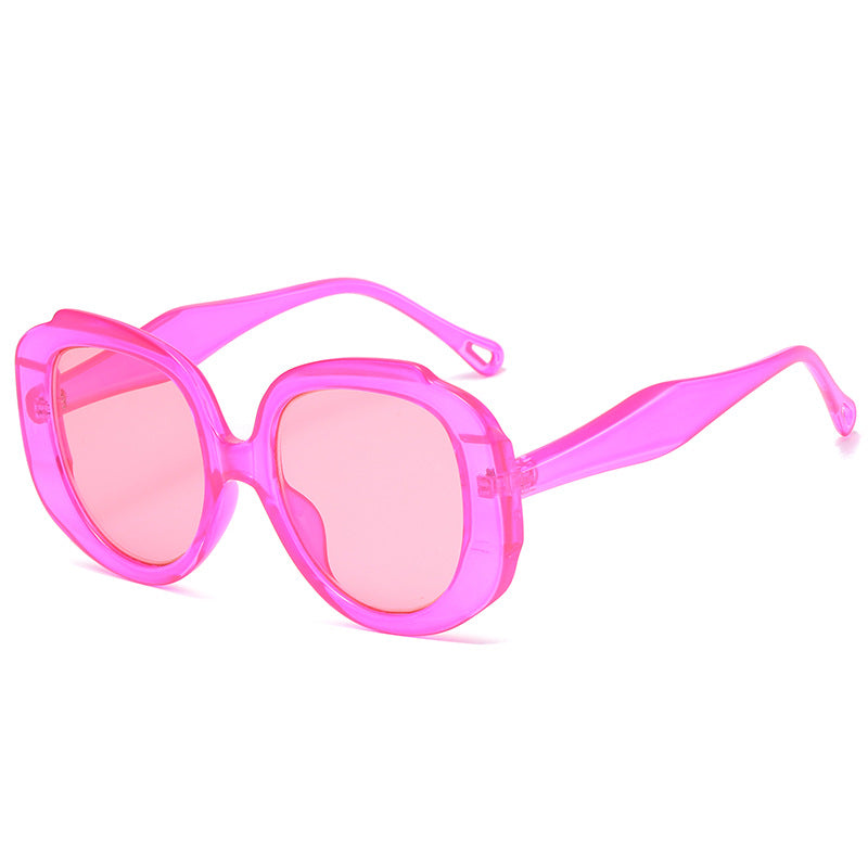 Venta al por mayor de PC para hombres y mujeres, las mismas gafas de sol redondas de color caramelo con marco grande